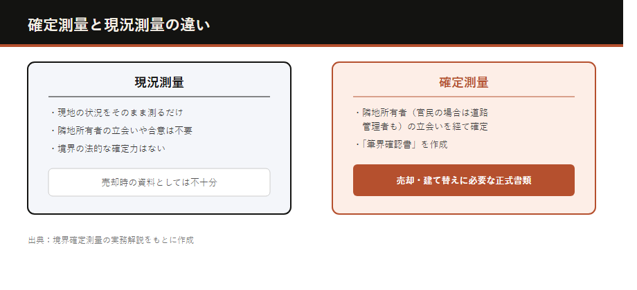 境界確定測量と現況測量の違い